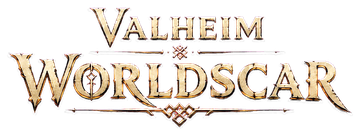 Valheim Worldscar gold title logo