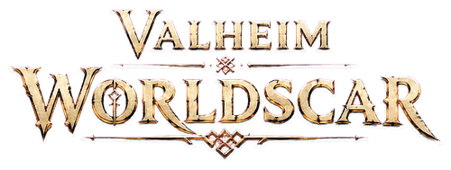 Valheim Worldscar gold title logo